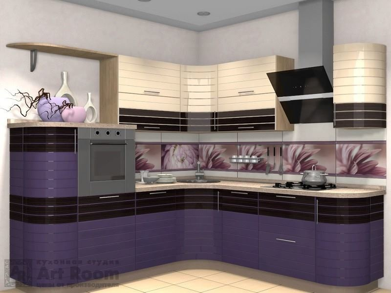 Кухня с фасадами МДФ эмаль и шпон