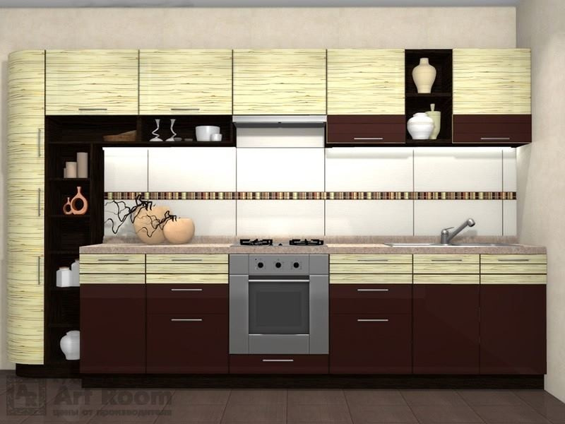 Кухня с фасадами МДФ эмаль и шпон
