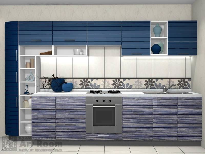 Кухня с фасадами МДФ эмаль и шпон