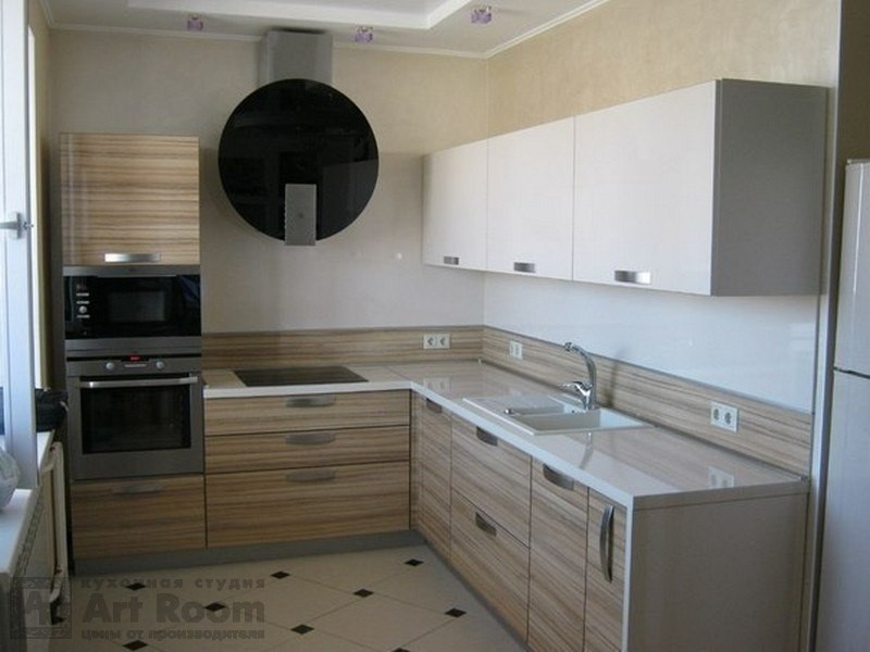 Обложка проекта: Кухня с фасадами МДФ эмаль и шпон