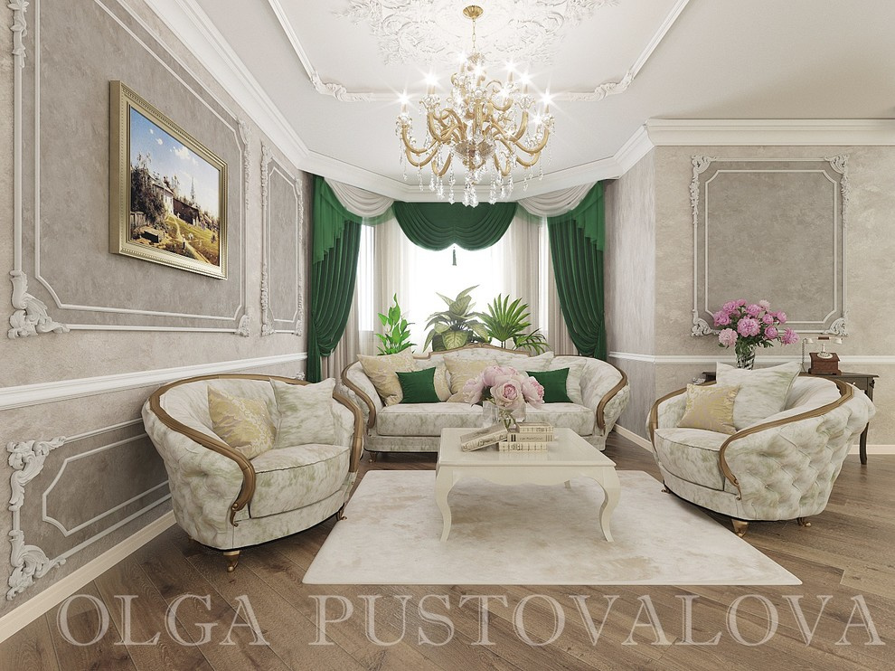 Дом. 180м2. Классика.Гостиная столовая