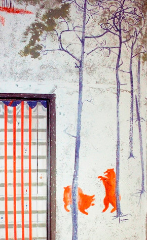 Роспись прихожей (Красные Медведи) | Red Bears Wall Painting in the Hall