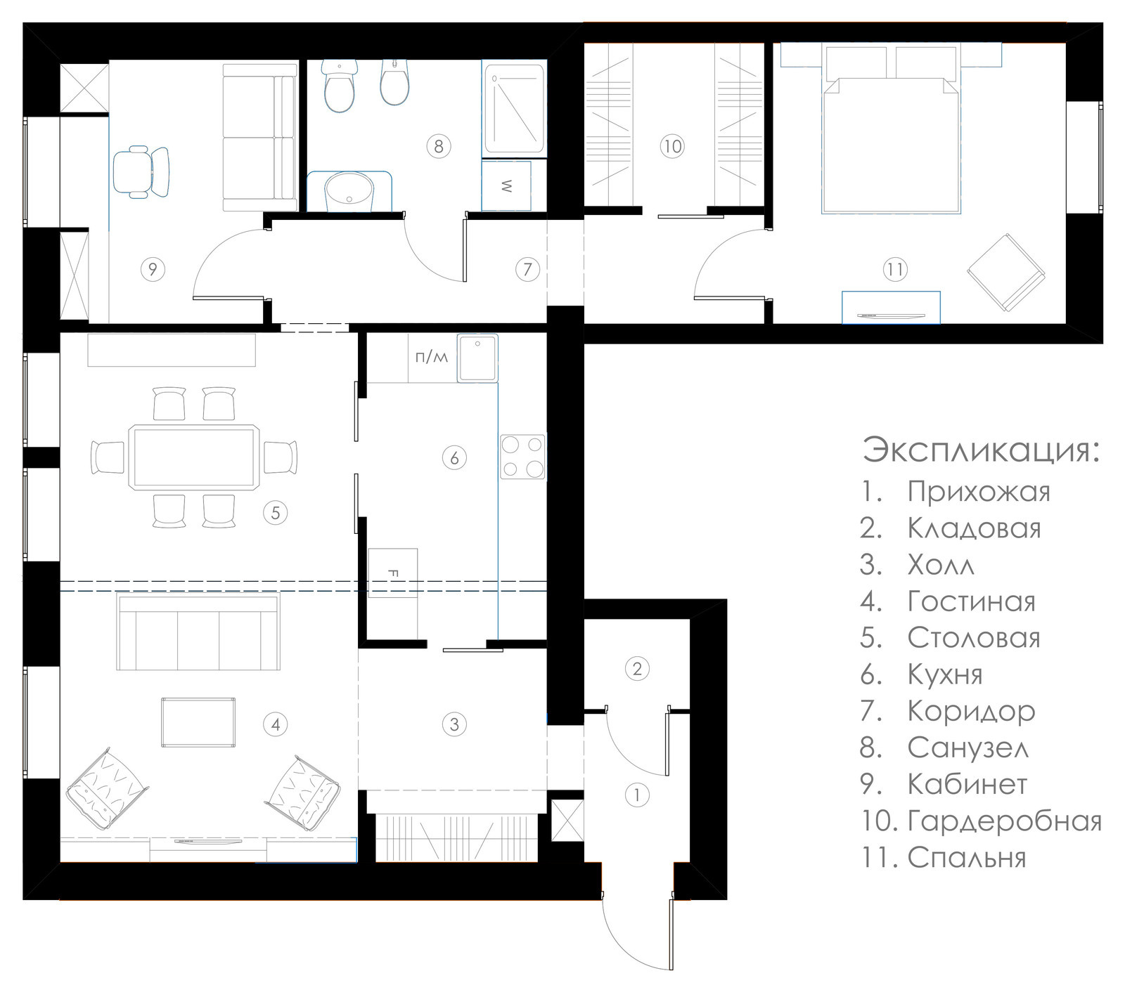 Декорирование интерьера квартиры в Оболенском переулке
