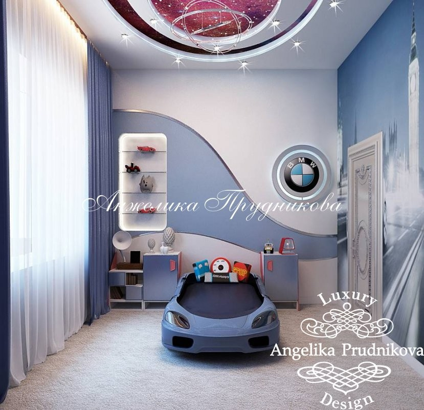 Дизайн интерьера детской комнаты на автомобильную тематику (BMW)