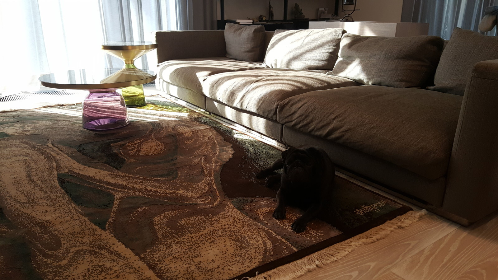 Дизайнерский ковер в квартире-студии