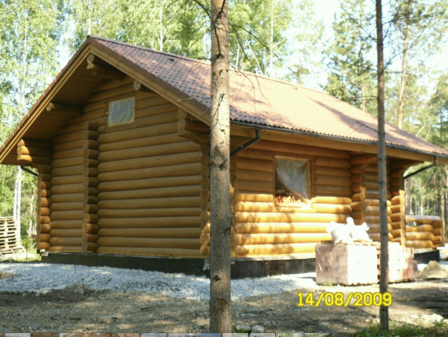 Строительство бани из бревна 75x2
