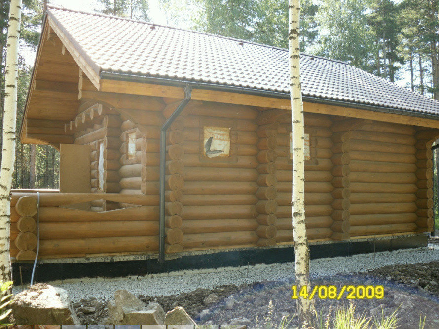 Строительство бани из бревна 75x2