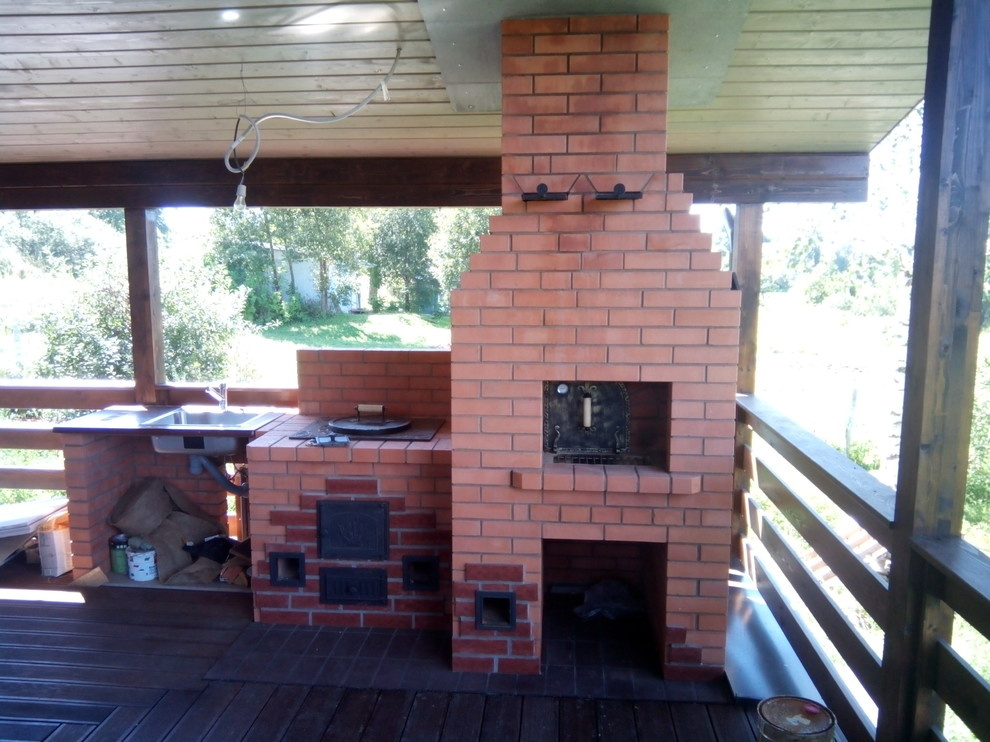 Барбекю комплекс с русской печью, очагом для казана и мокой.