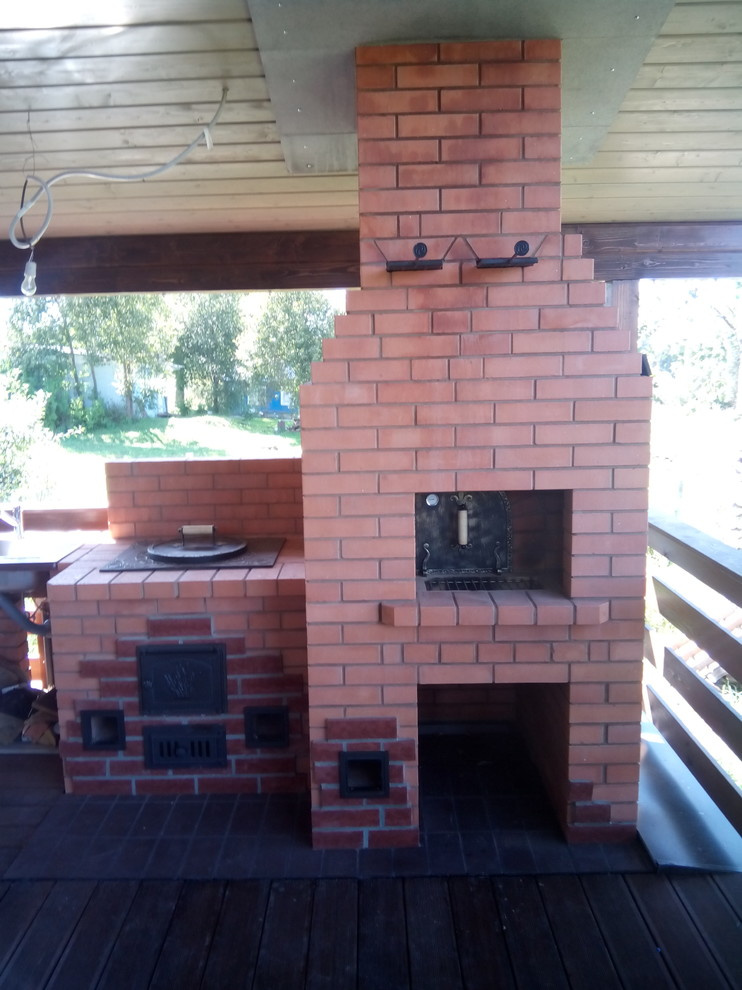 Барбекю комплекс с русской печью, очагом для казана и мокой.