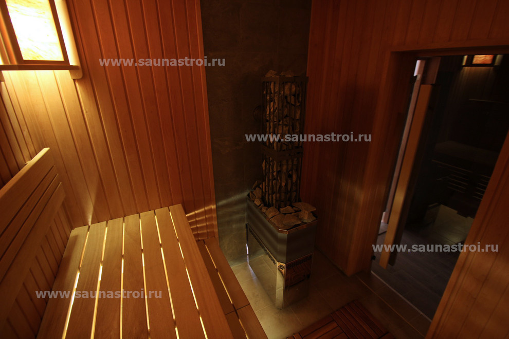 Обложка проекта: Внутренняя отделка парной - "Сауна в спокойных тонах"