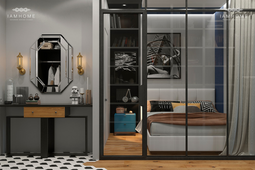 Вид на спальню из коридора.