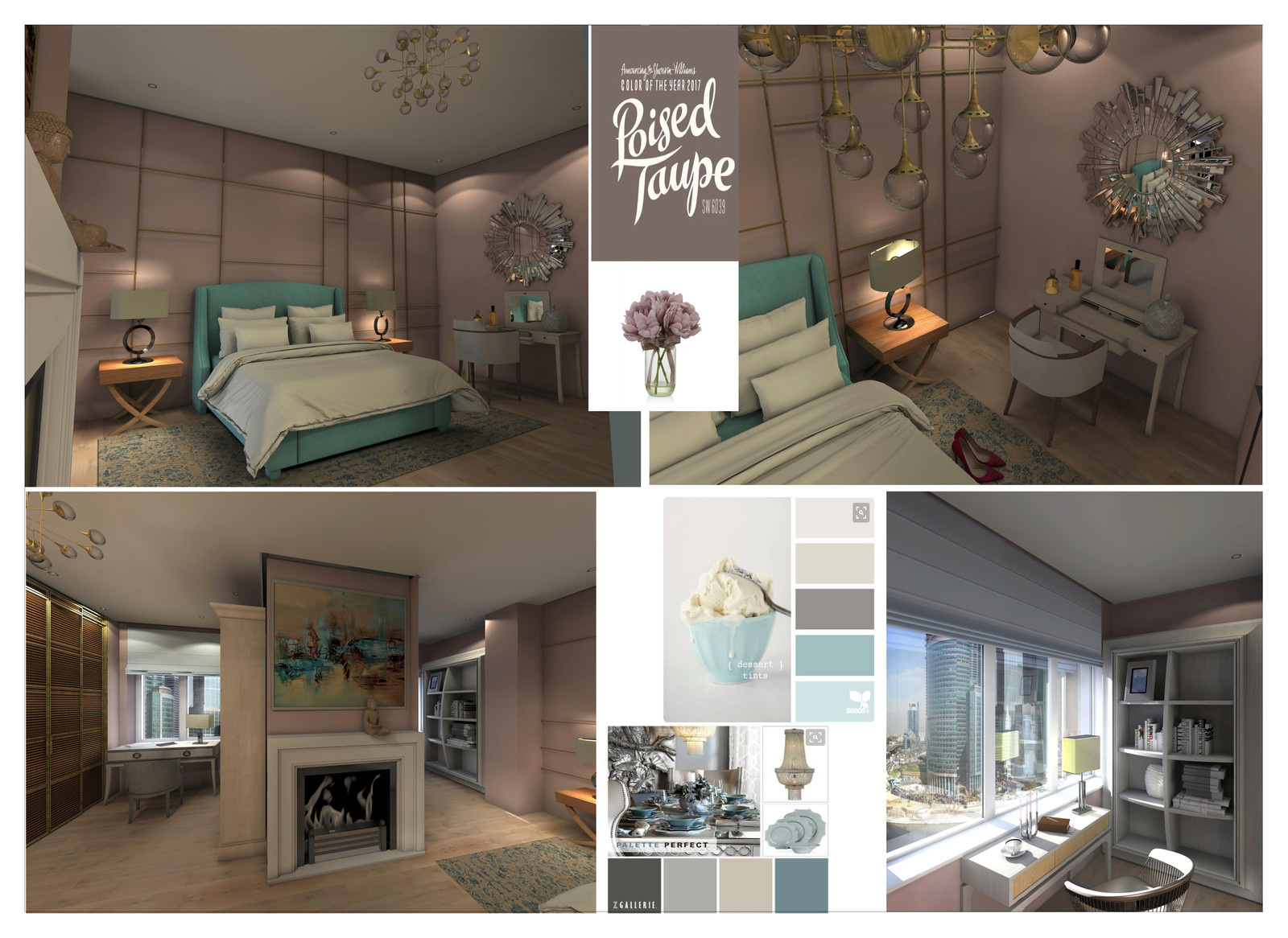 Poised taupe/спальня - часть проекта в стиле неоклассика