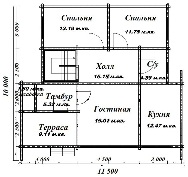 Проект дома из бруса в стиле шале "Альпы"