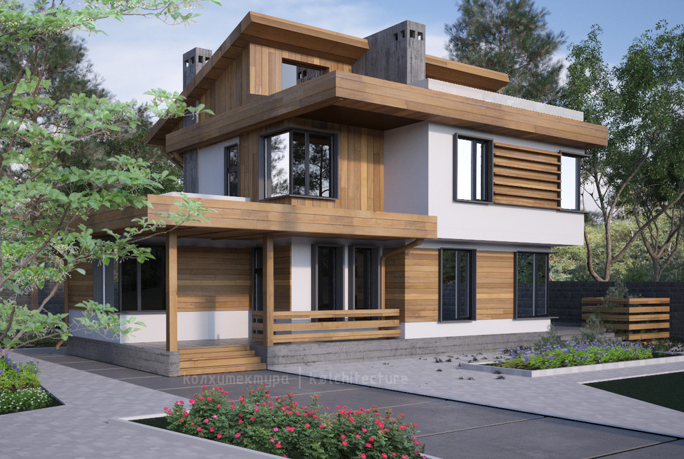 Первая очередь. Загородное домовладение из двух сообщающихся коттеджей.