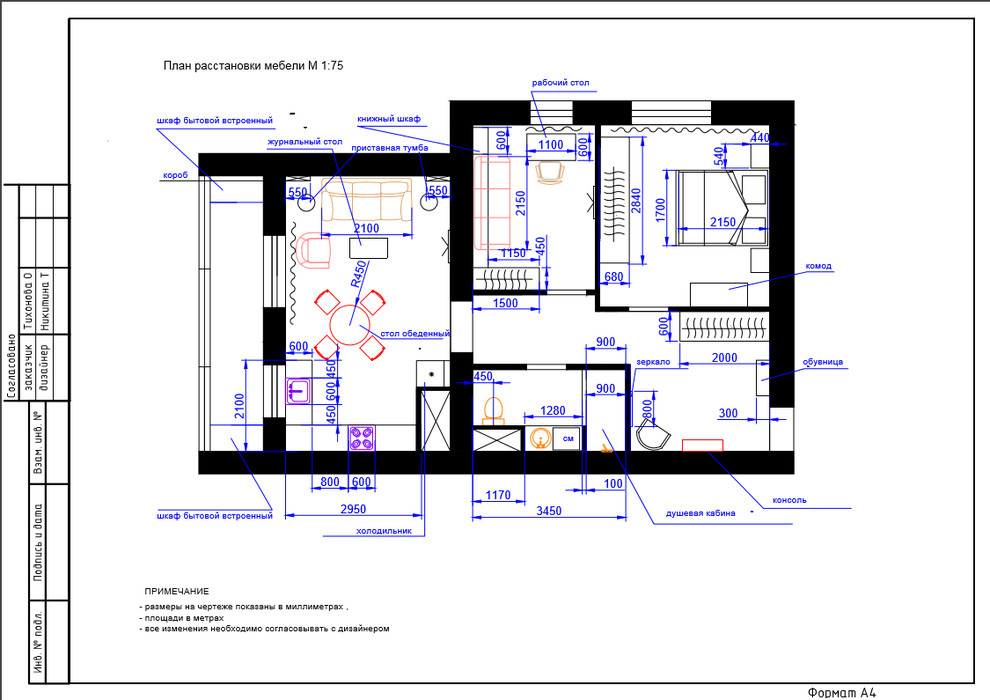 Дизайн - проект 3-х  комнатной квартиры