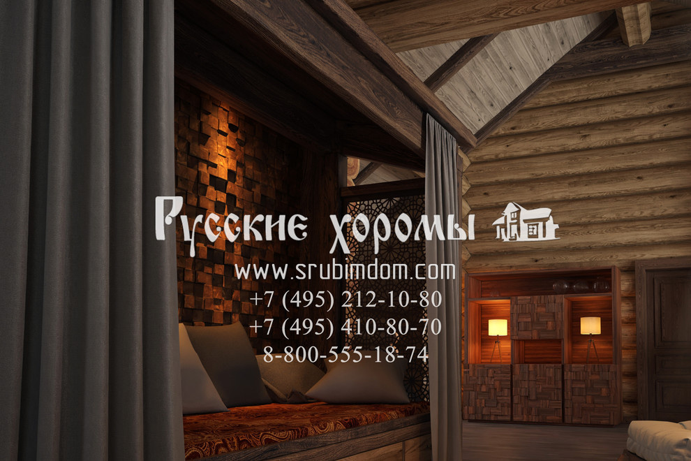Холл второго этажа дома из бревна