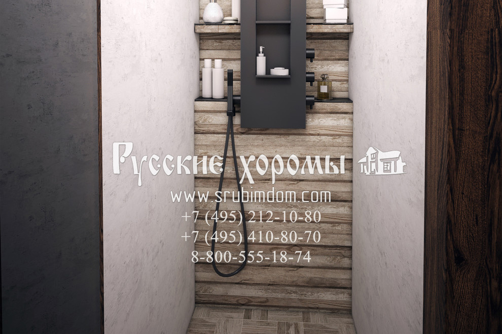 Роскошная душевая и санузел в срубе