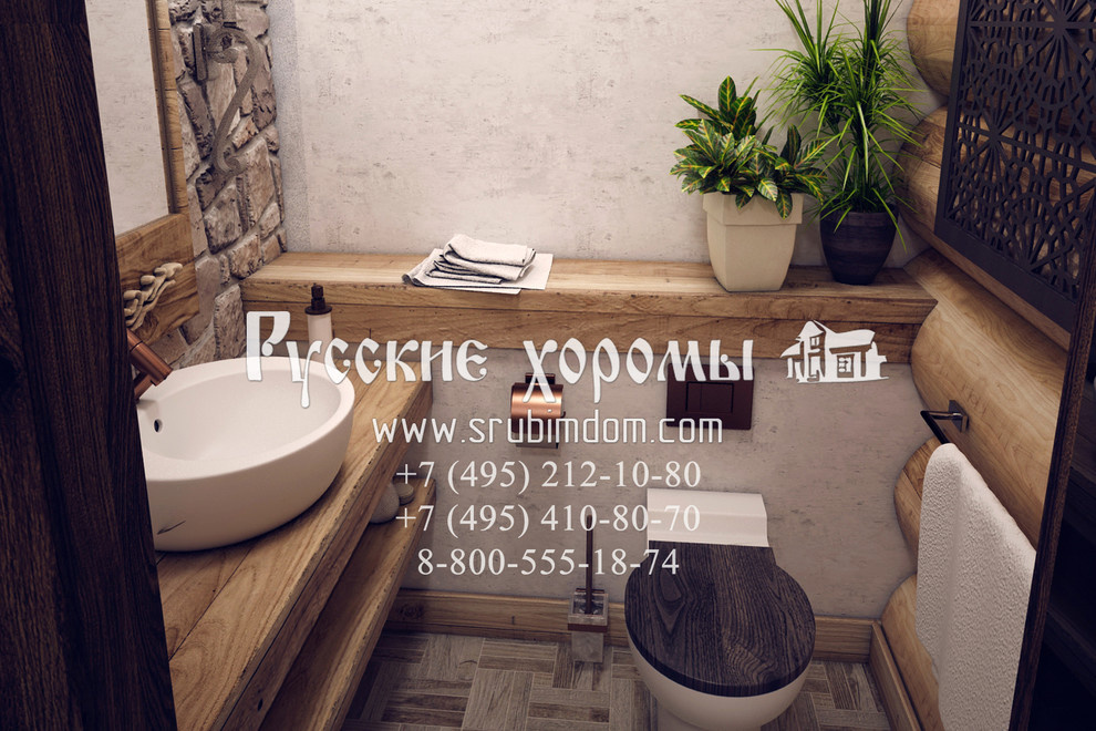 Роскошная душевая и санузел в срубе