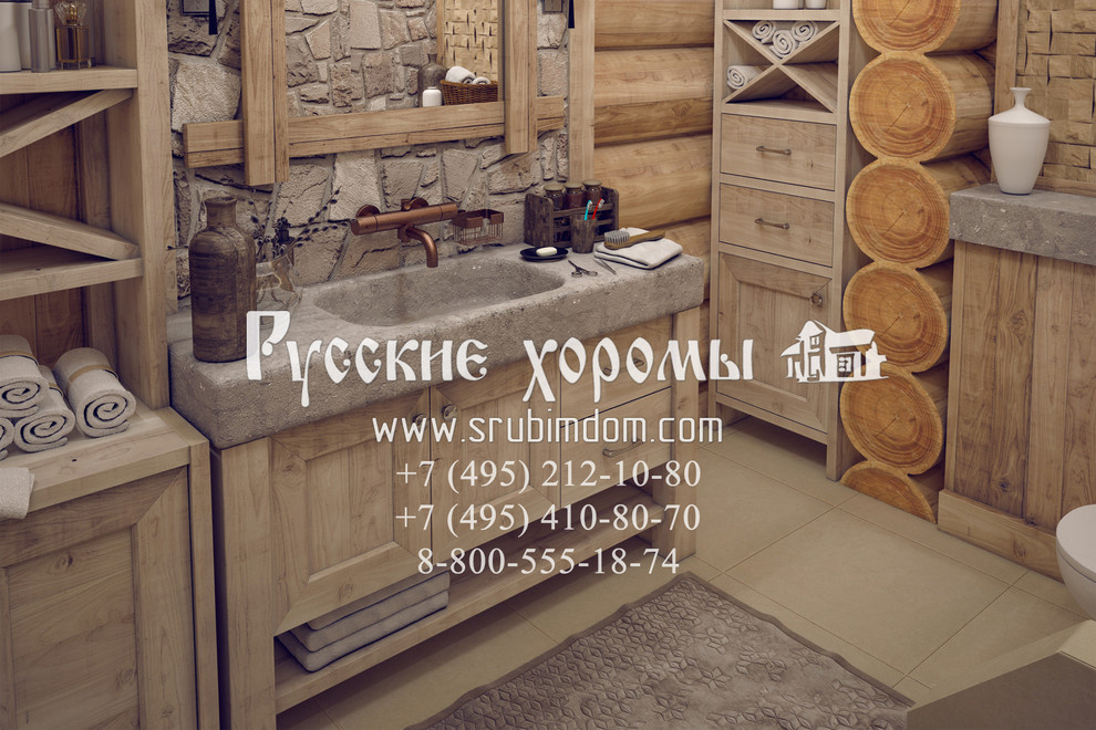 Интерьер санузла (отделка натуральным камнем)