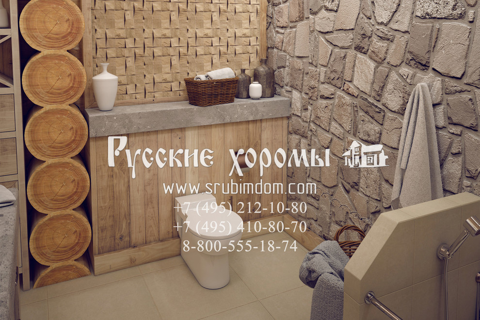 Интерьер санузла (отделка натуральным камнем)