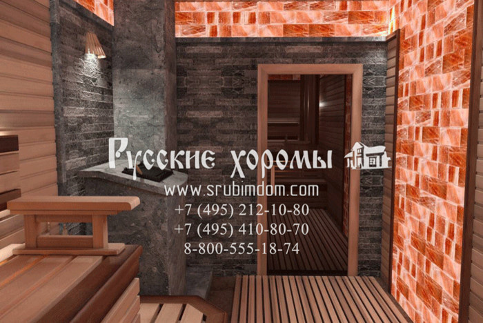Элитная отделка парной в бане из бревна (два варианта)
