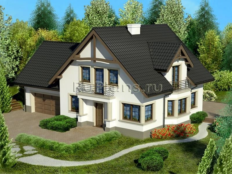 Обложка проекта: Двухэтажный дом с мансардой и большим гаражом R1391z