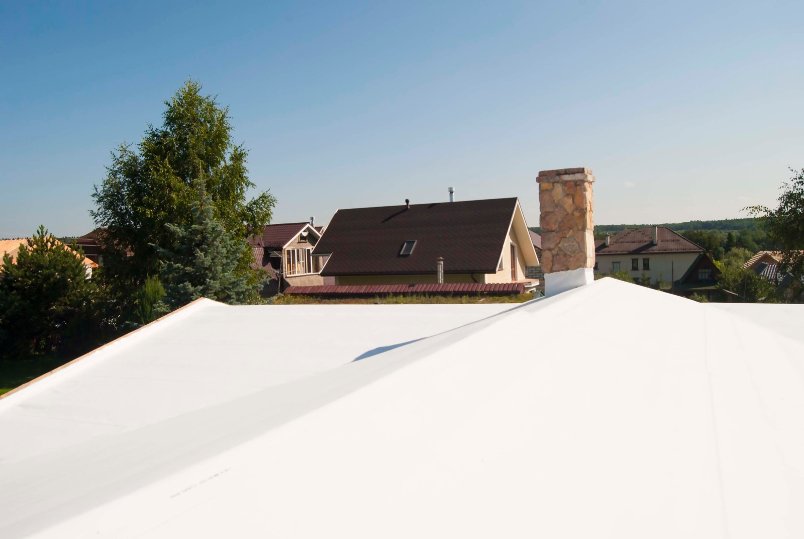 Обложка проекта: ТПО мембрана на скатной крыше. Гидроизоляция под озеленение кровли.