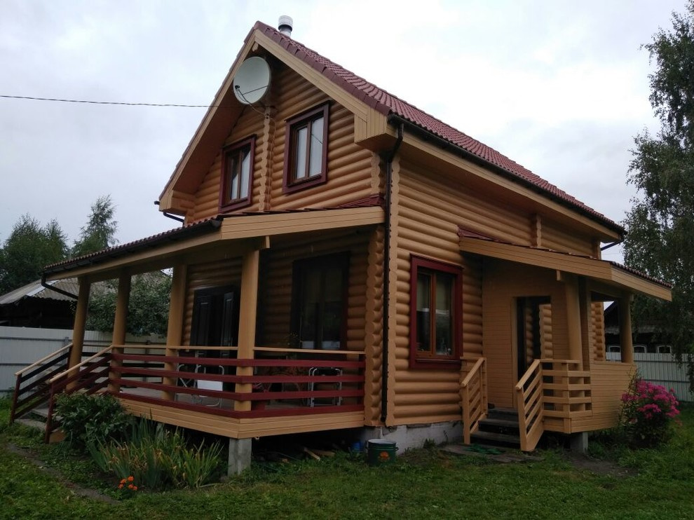 Покраска деревянного сруба по укрывной схеме