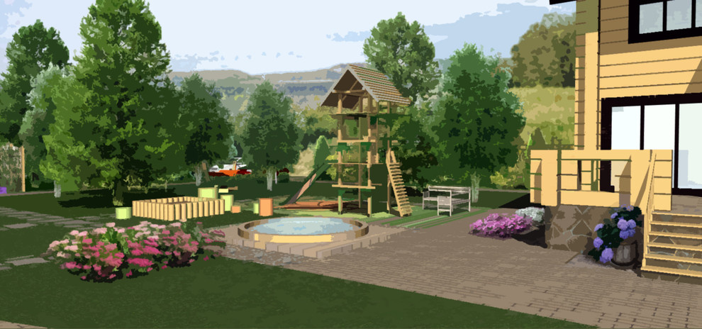 Детская игровая площадка с бассейном. Визуализация