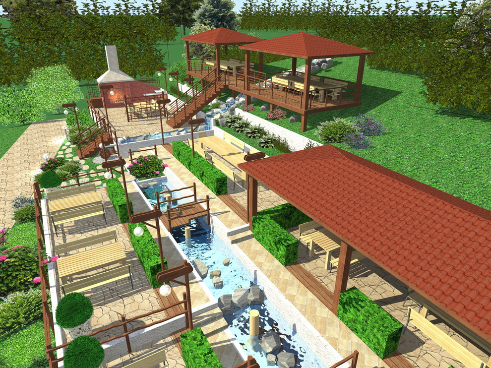 Кафе с террасами. Визуализация