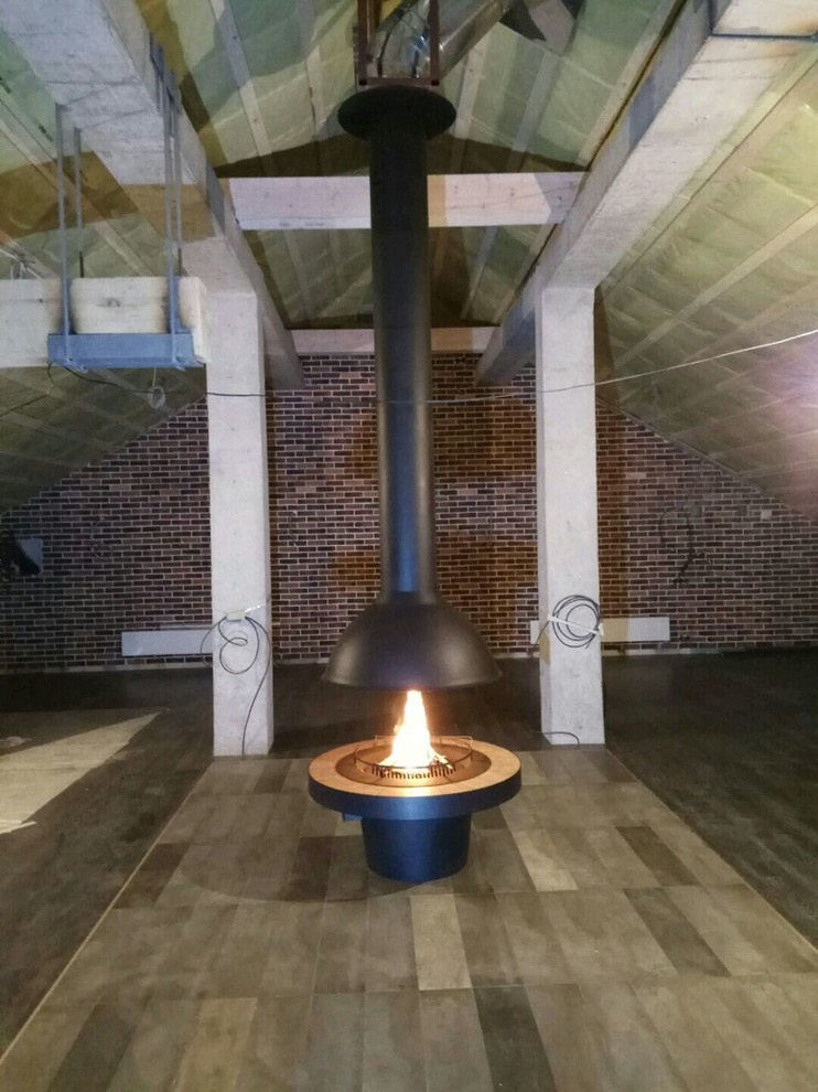 Работы по монтажу подвесного камина Openfire Sphere