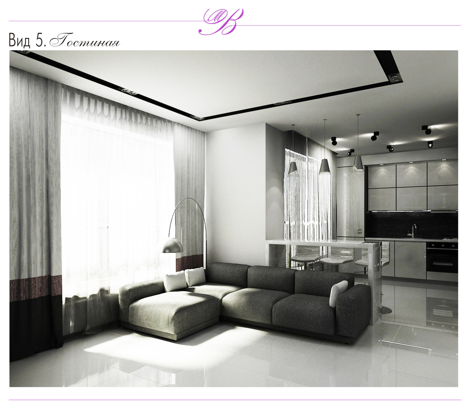 Дизайн интерьера квартиры студии в г.Пермь, ЖК Астра