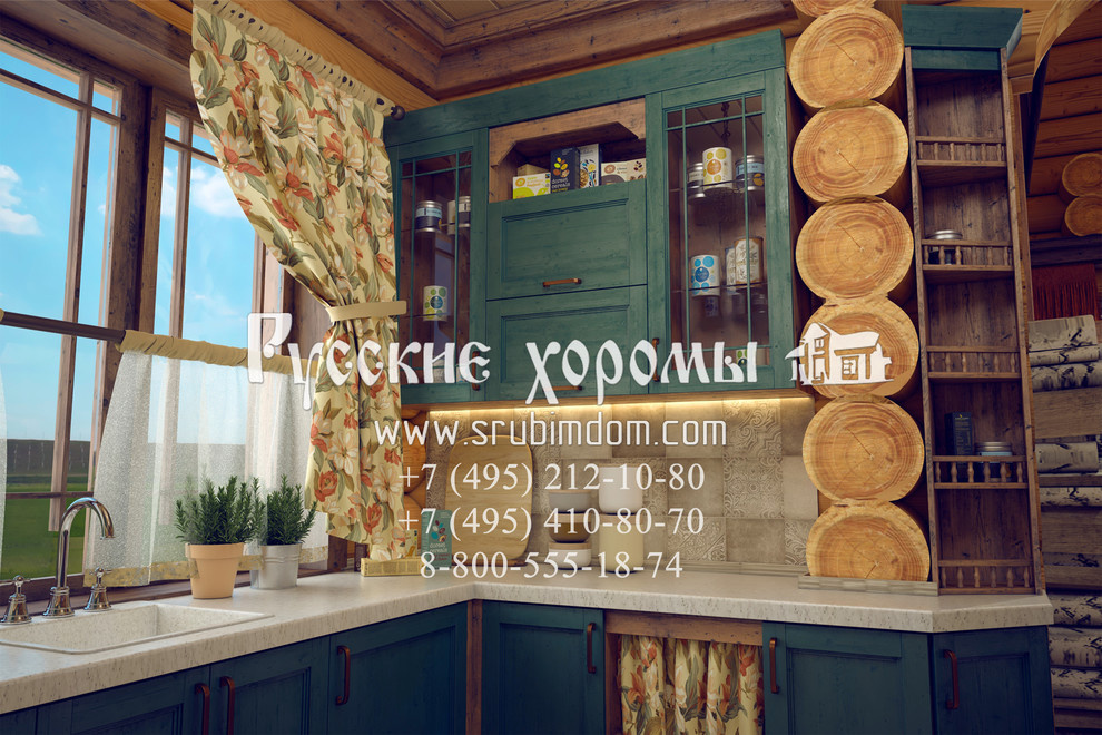 Дизайн кухни в элитном срубе