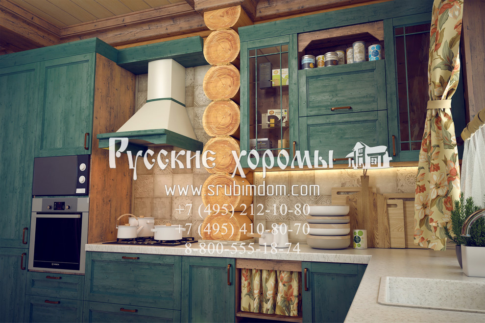 Дизайн кухни в элитном срубе