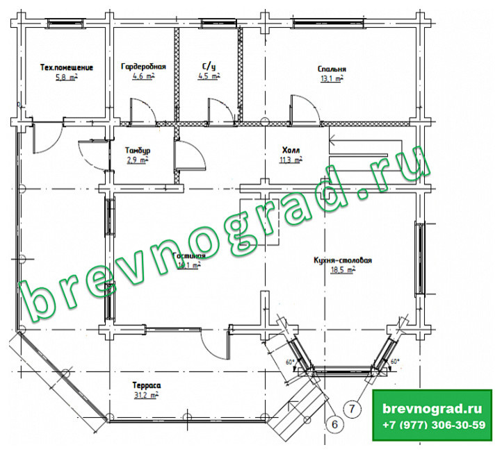 Дом из оцилиндрованного бревна ЛАДОГА 159 м2