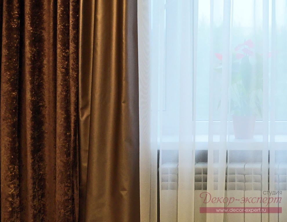 Шторы и покрывало в бархатную спальню