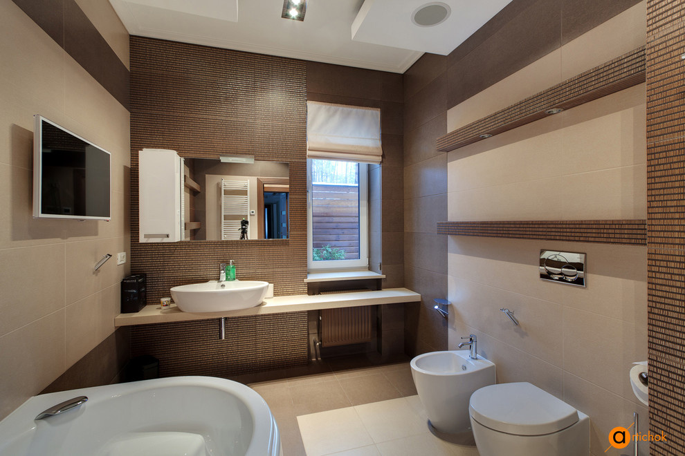 Дизайн ванной комнаты в коричневых тонах