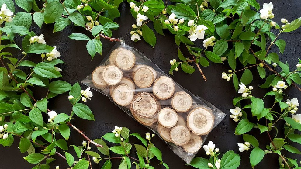 Спилы деревьев: дуб, сосна, ель, береза, можжевельник, тополь, ясень, ольха