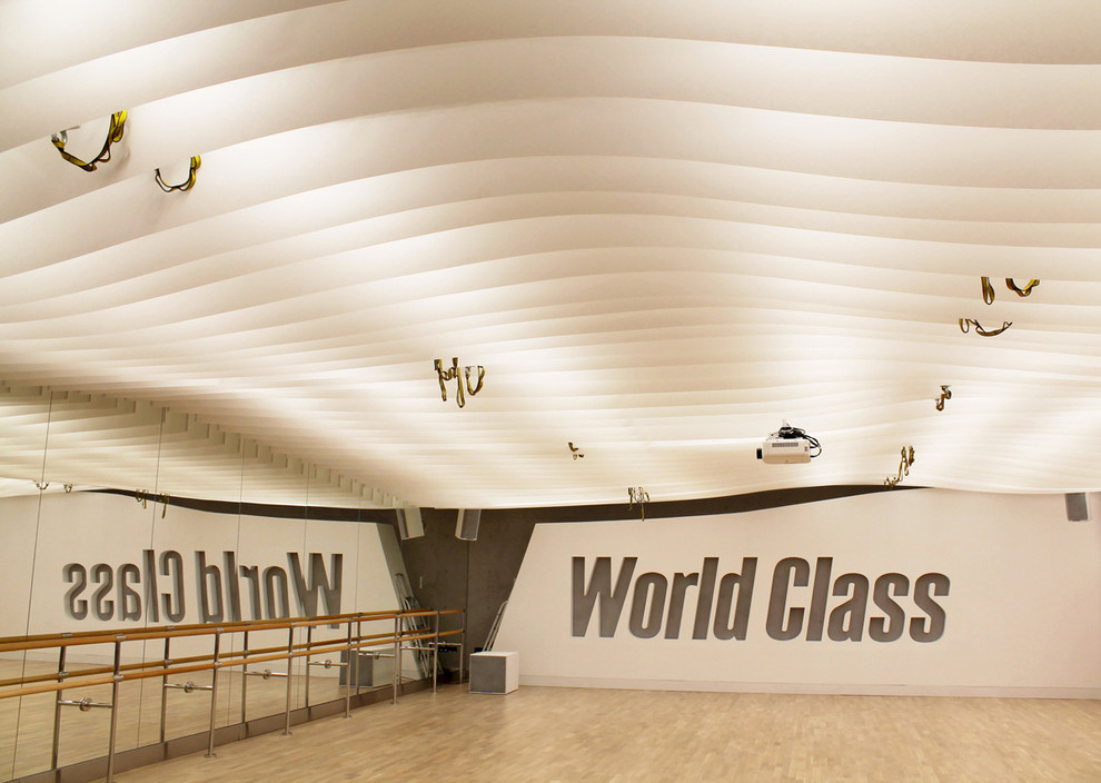 Потолки из целлюлозы для фитнес-клуба World class в Москве