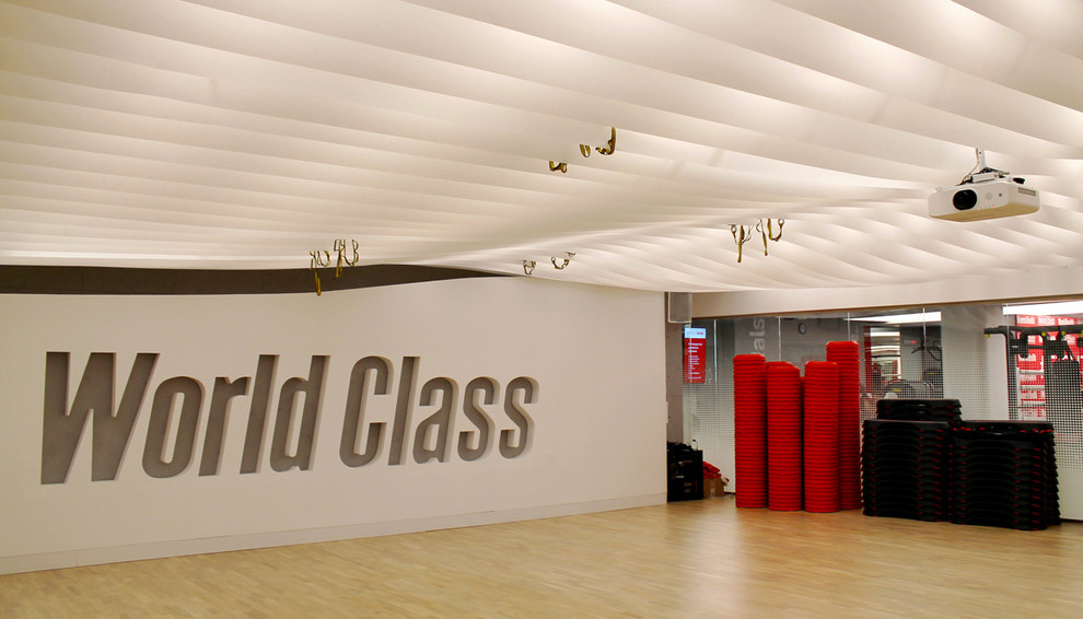 Потолки из целлюлозы для фитнес-клуба World class в Москве