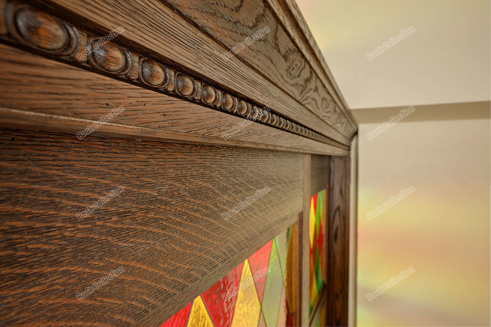 Стеллаж - перегородка из массива и шпона с раздвижными дверьми в коттедж