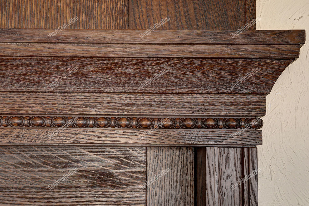 Стеллаж - перегородка из массива и шпона с раздвижными дверьми в коттедж