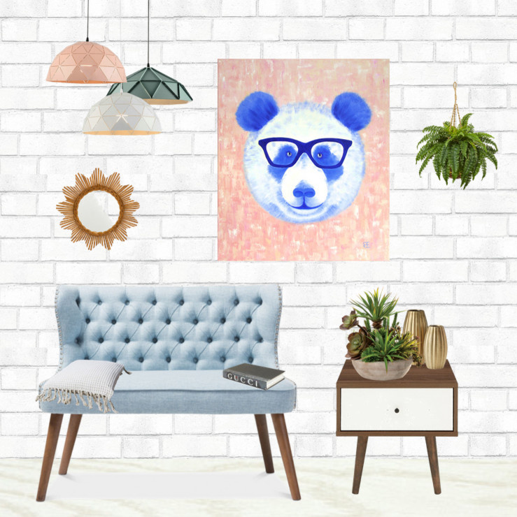 Картина маслом «Стильный панда» 50х60см