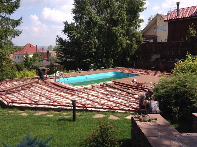 Монтаж Террасы вокруг бассейна