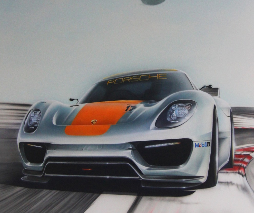Роспись в детской комнате "Porsche"