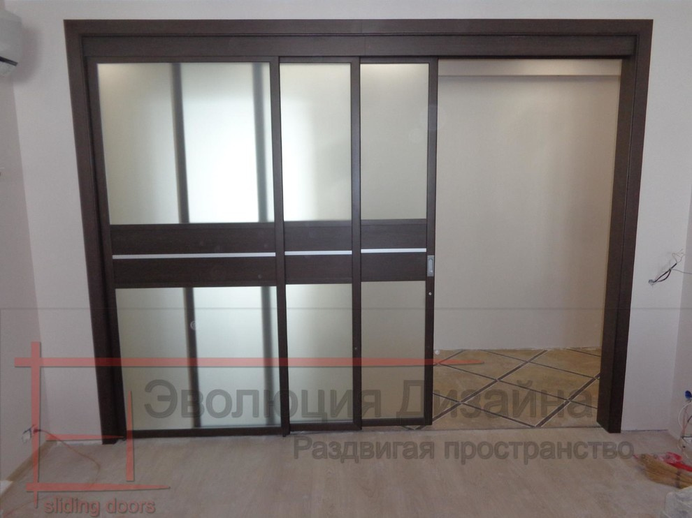 Раздвижная телескопическая перегородка с порталом (оформление проема)