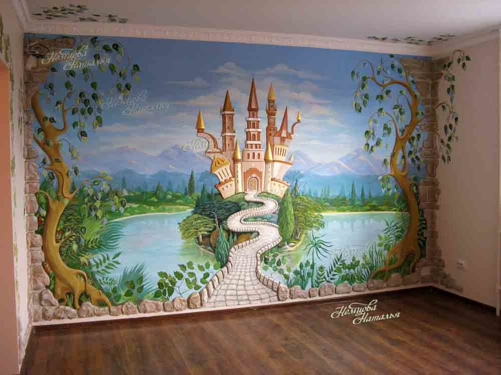 Роспись на стене. Сказочный замок.