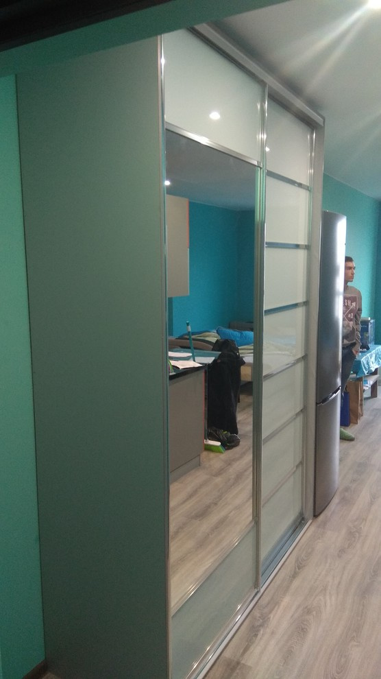 Обложка проекта: Шкаф купе с зеркалом и белым стеклом