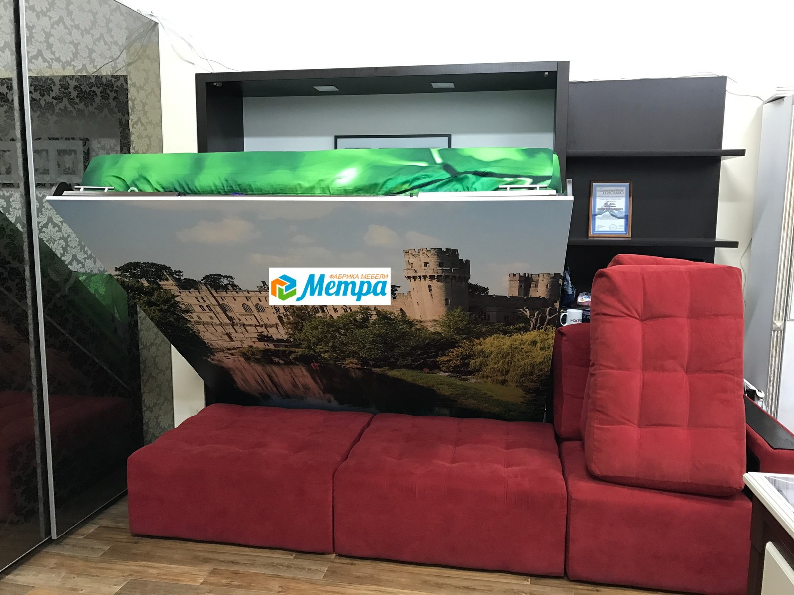 Шкаф кровать трансформер с диваном. Wall bed and sofa