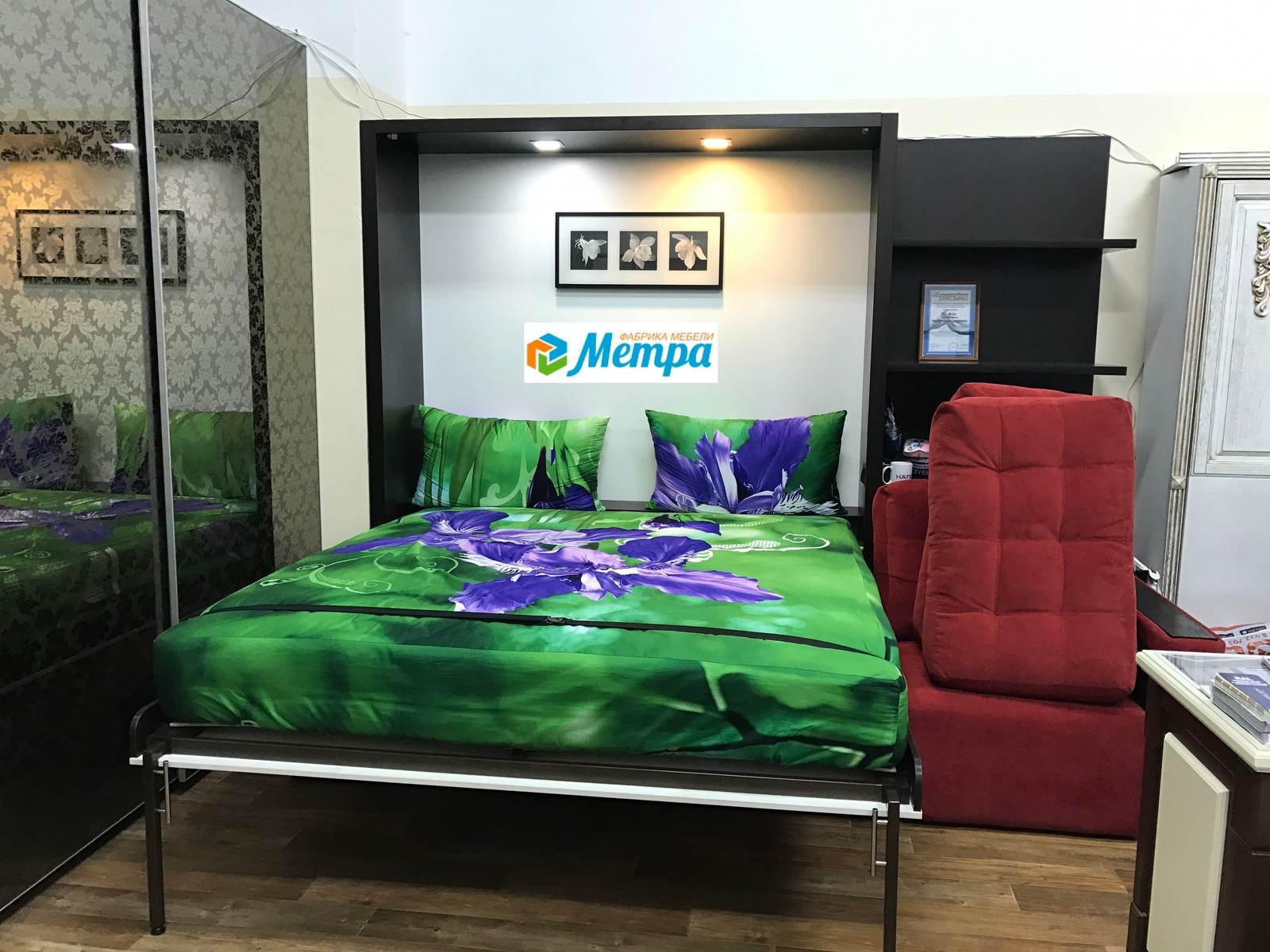 Шкаф кровать трансформер с диваном. Wall bed and sofa